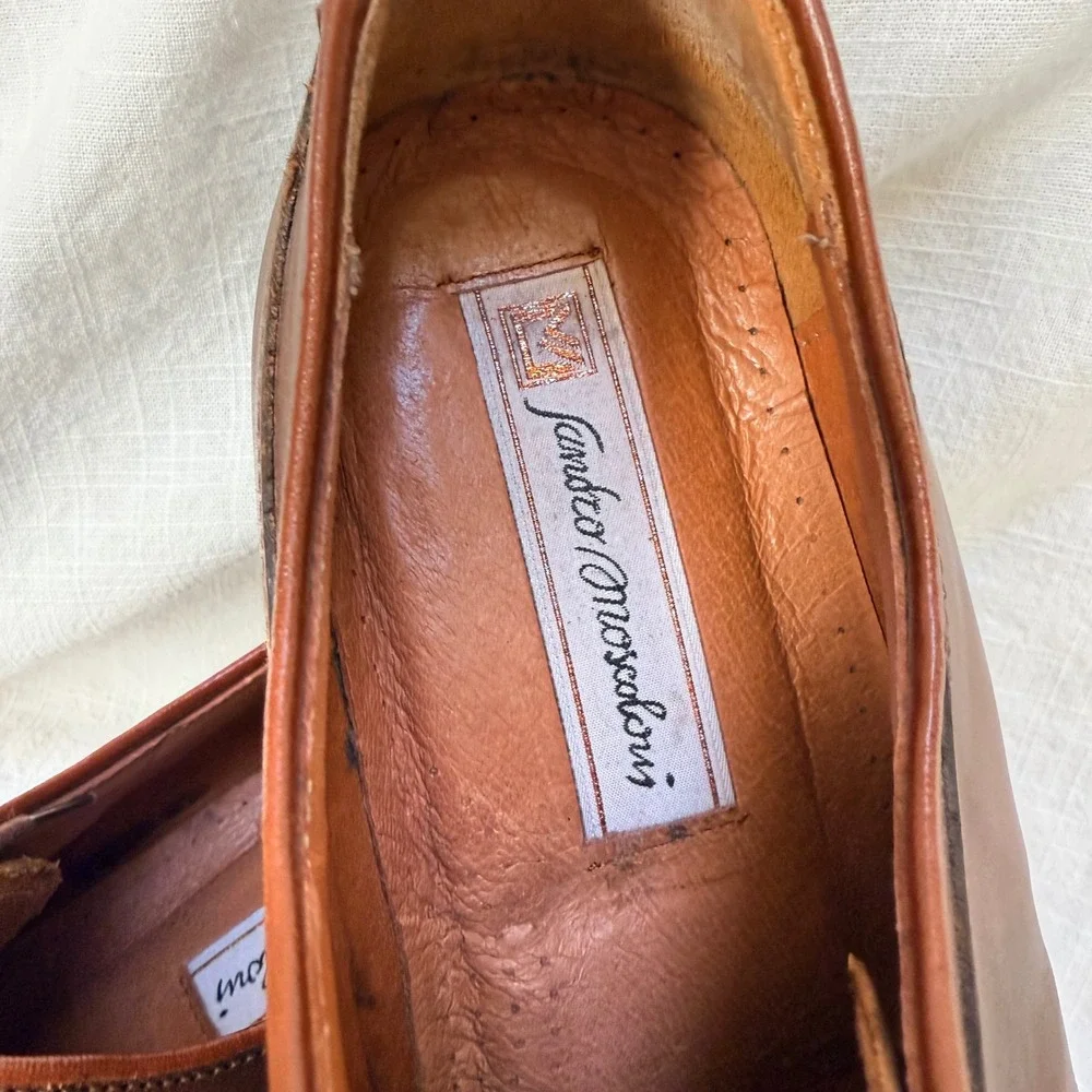 Sandro Moscoloni Split Toe Oxford 9.5 Brown Leather Dress Shoes SANTO-GLD-SY